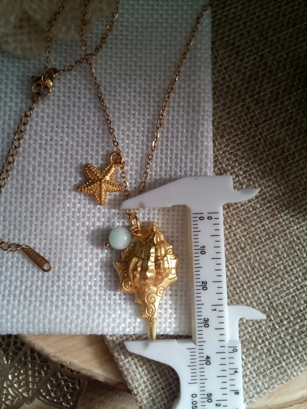 Collier coquillage et pierre de larimar naturelle – photo 3
